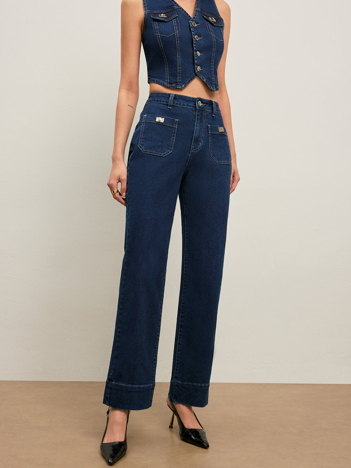 Classic High-Waisted Straight-Leg Jeans