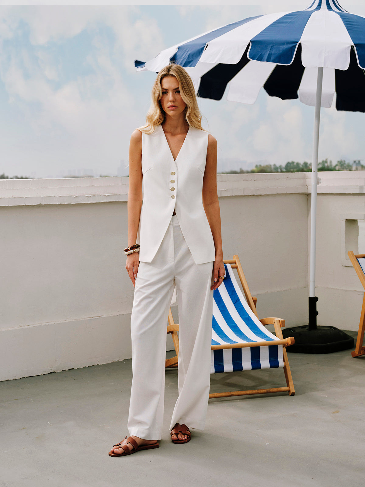 Cotton & Linen Tie-Back Vest