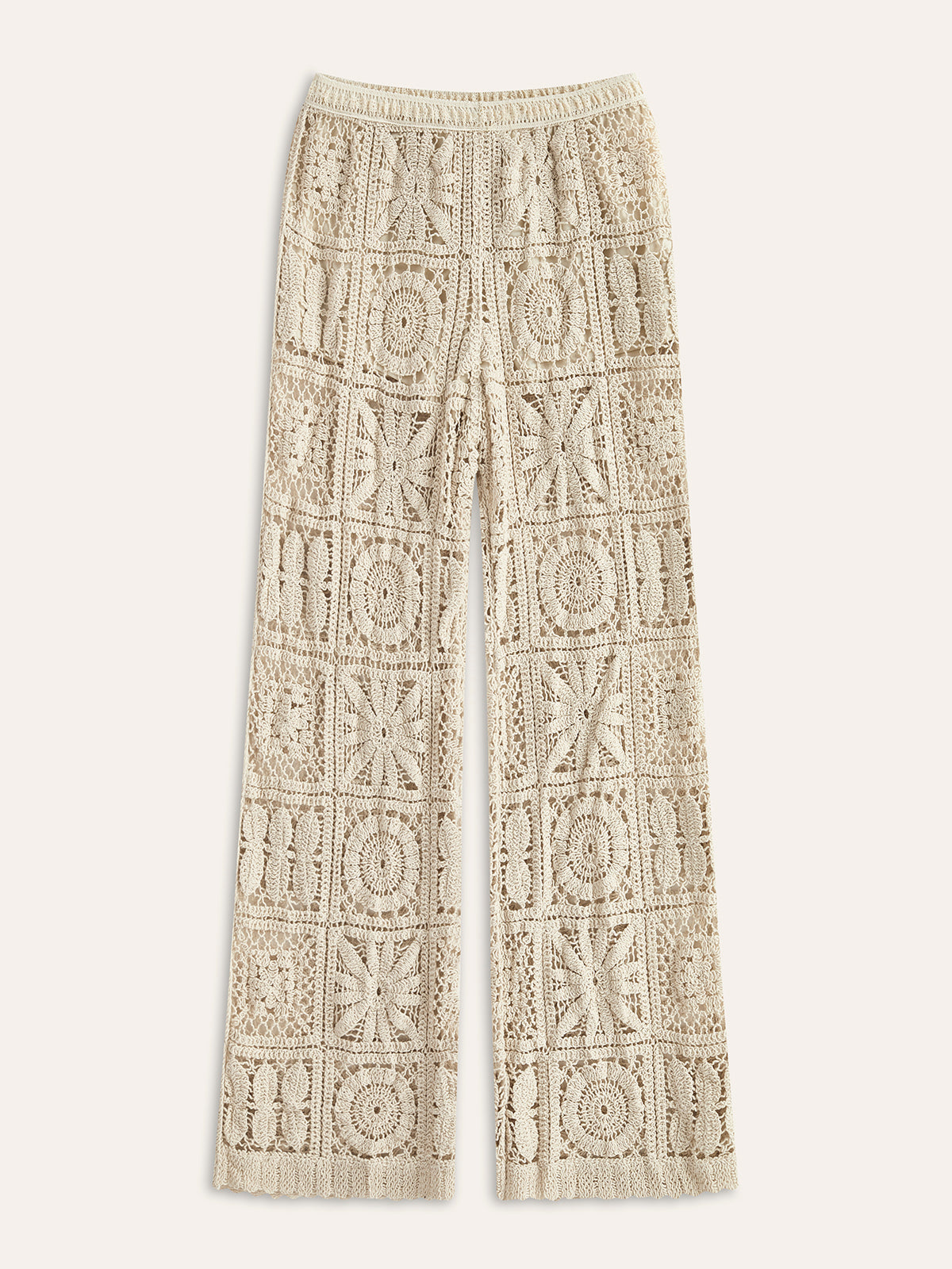 Semi-Sheer Elastic Mid-Waist Pants