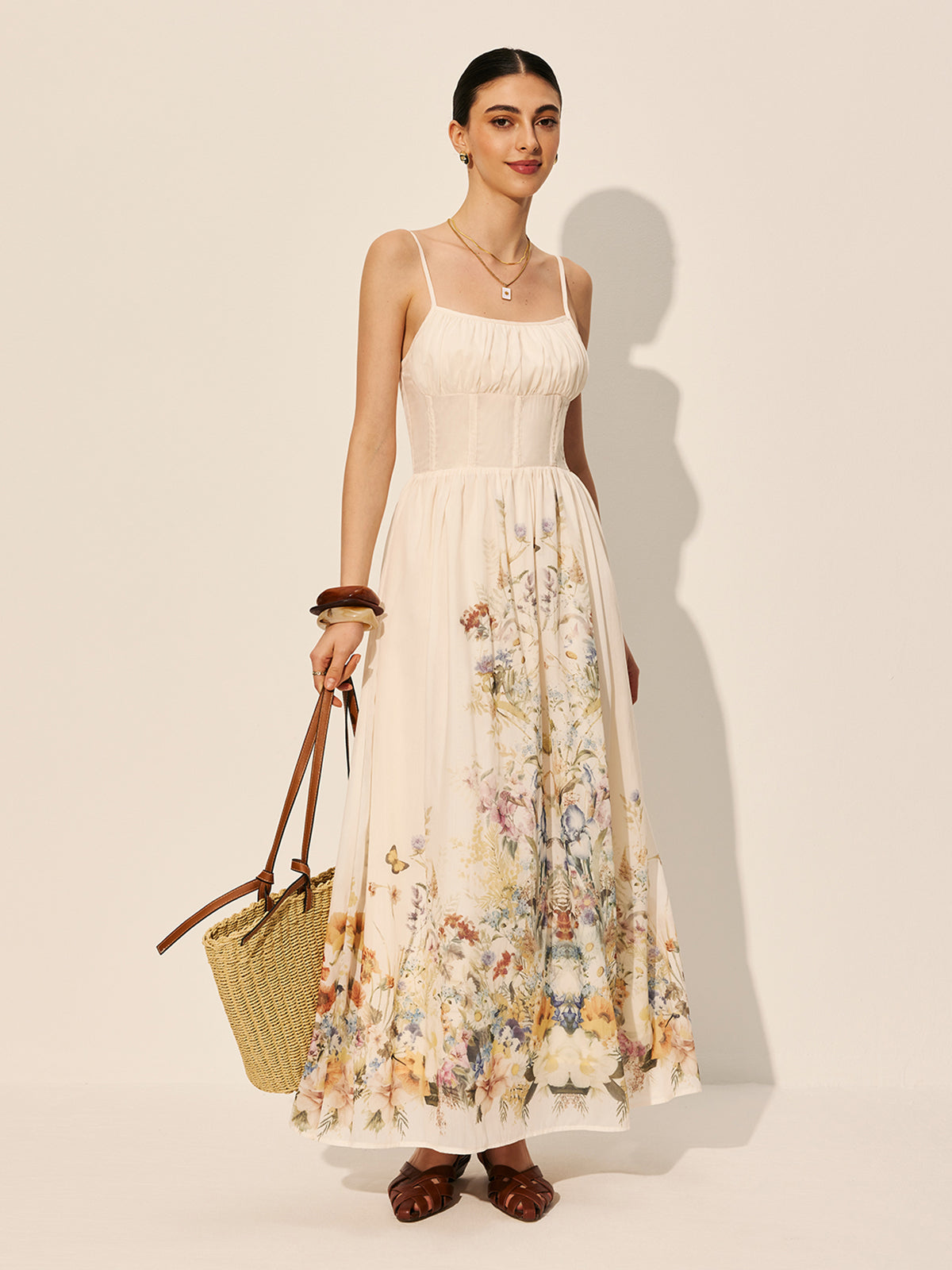 Square Neck Floral Print Dress