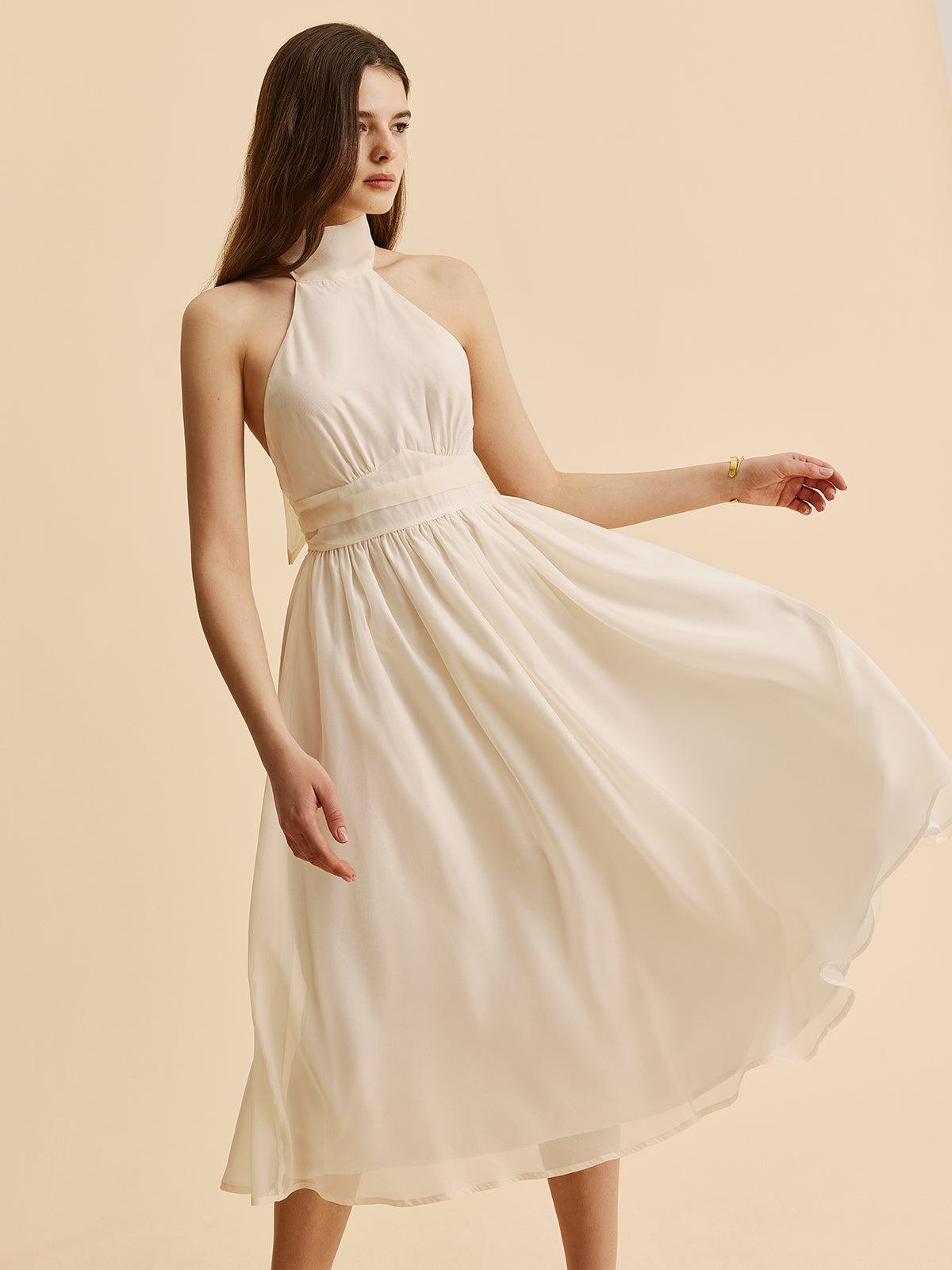 Tie-Back Halter A-Line Dress