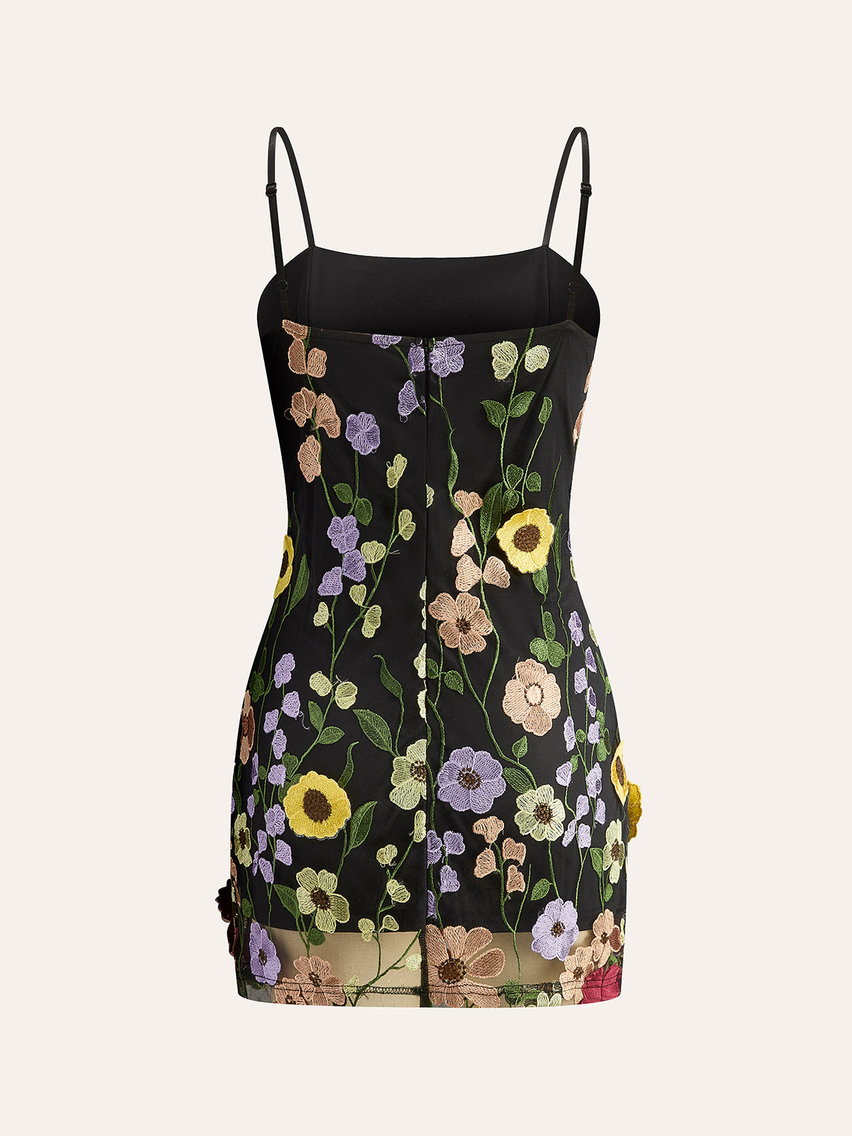 Colorful Floral Embroidered Mesh Dress