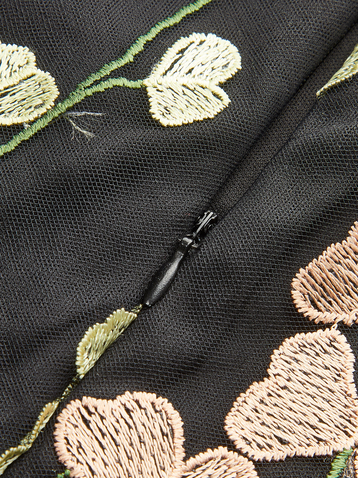 Colorful Floral Embroidered Mesh Dress