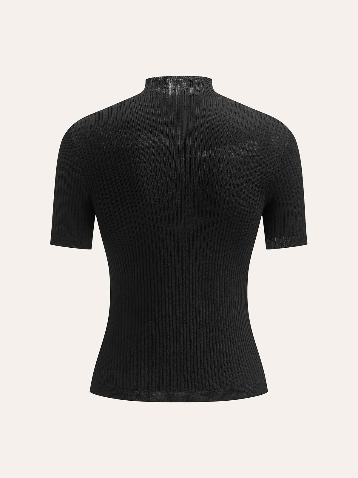 Semi-Sheer Ribbed Knit Top