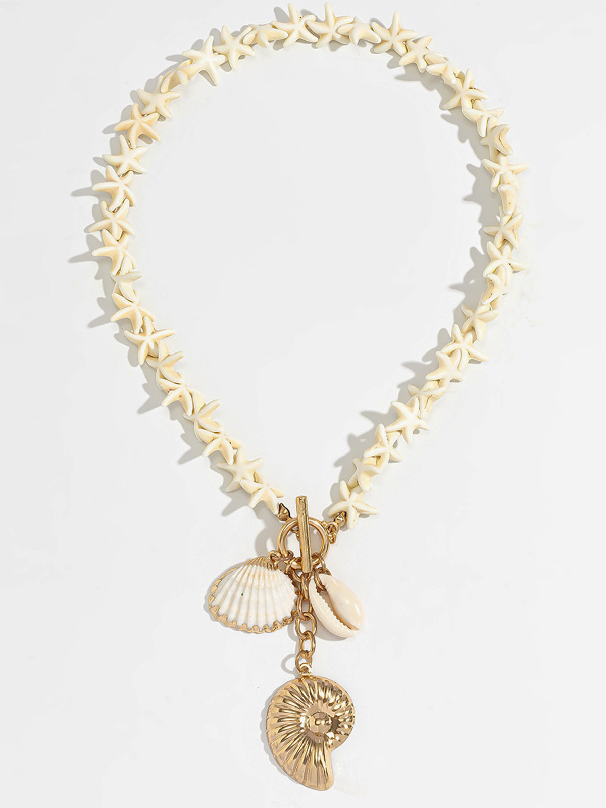 Starfish & Shell Pendant Beaded Necklace