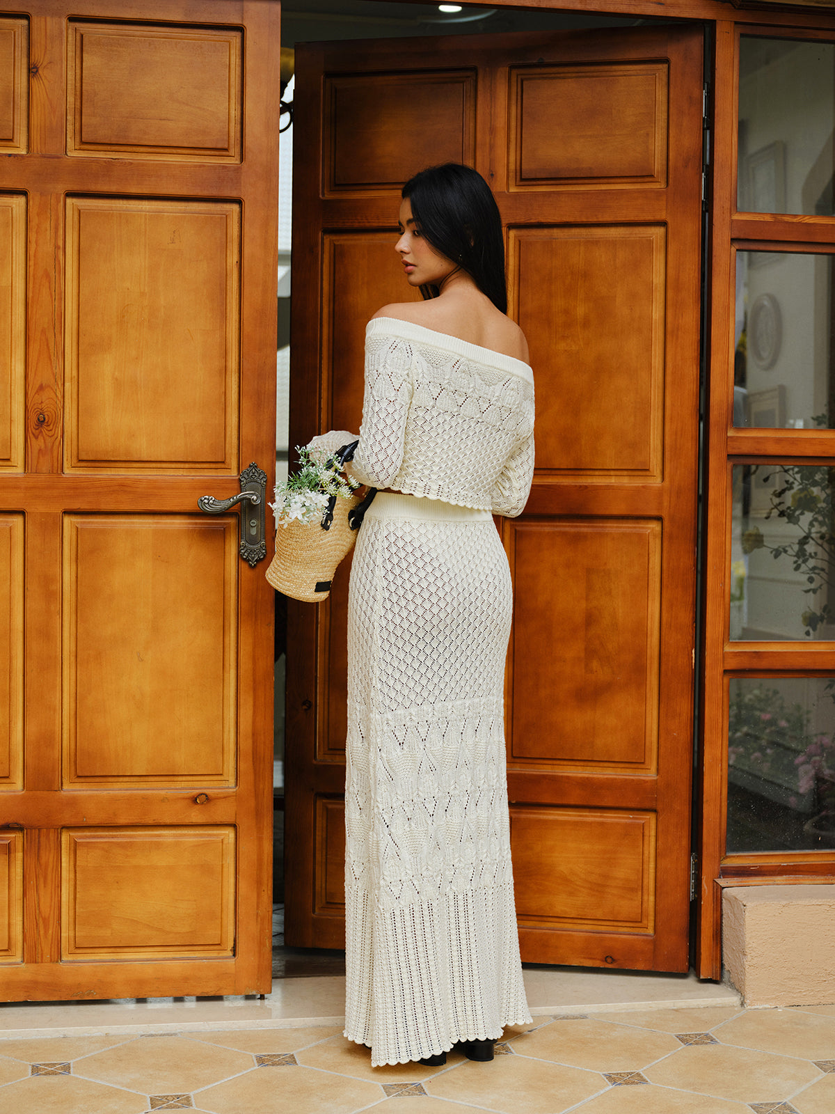 Knit Off-Shoulder Cropped Top