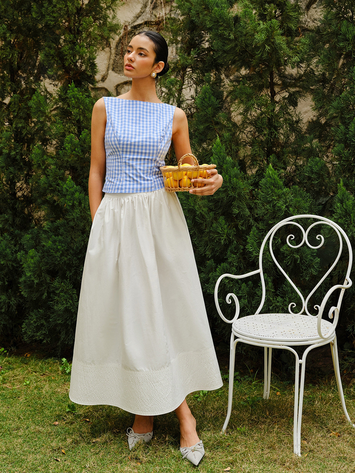 Checkerboard Bow Back Crop Top