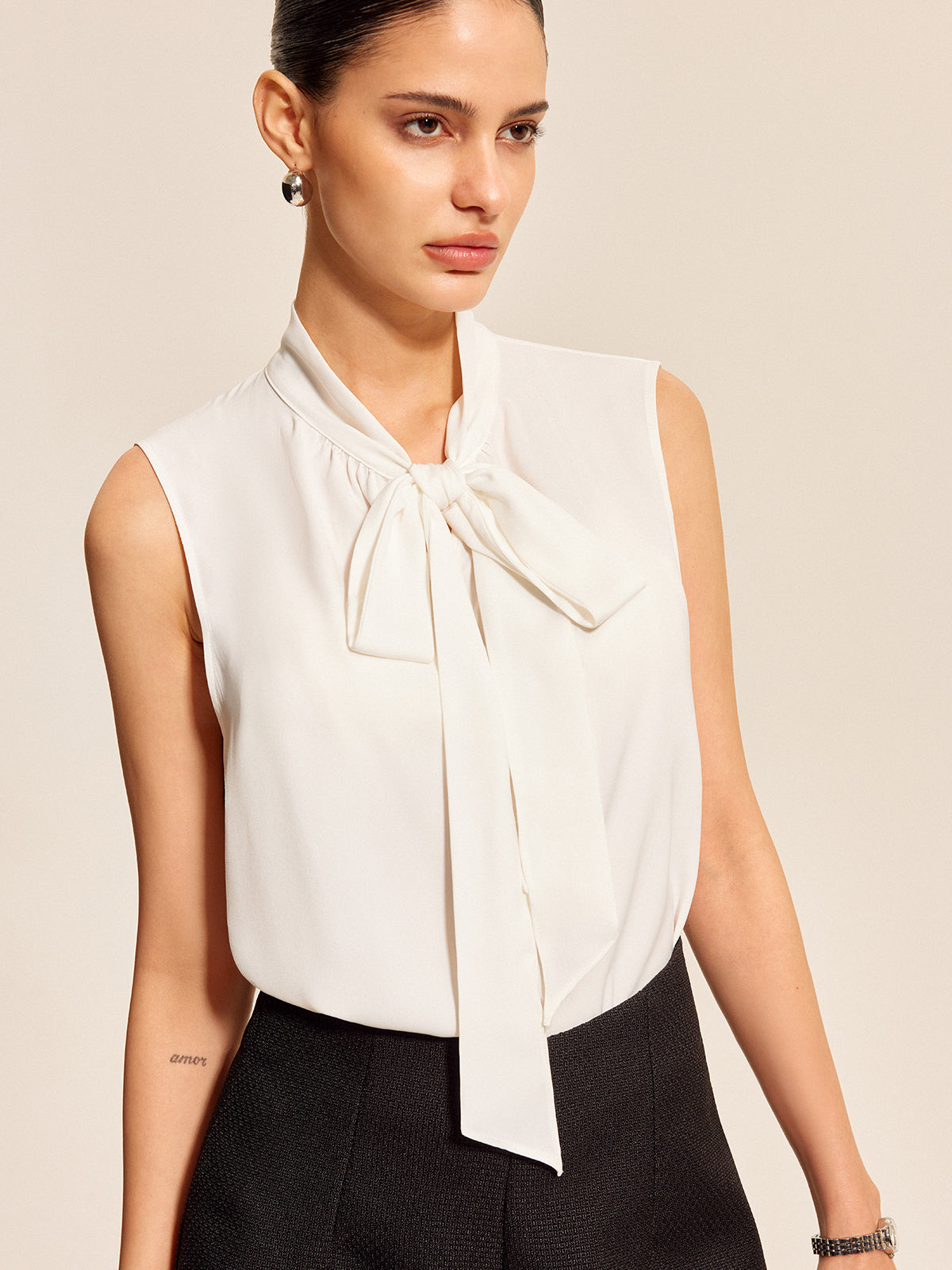 Sleeveless Bow Tie Top