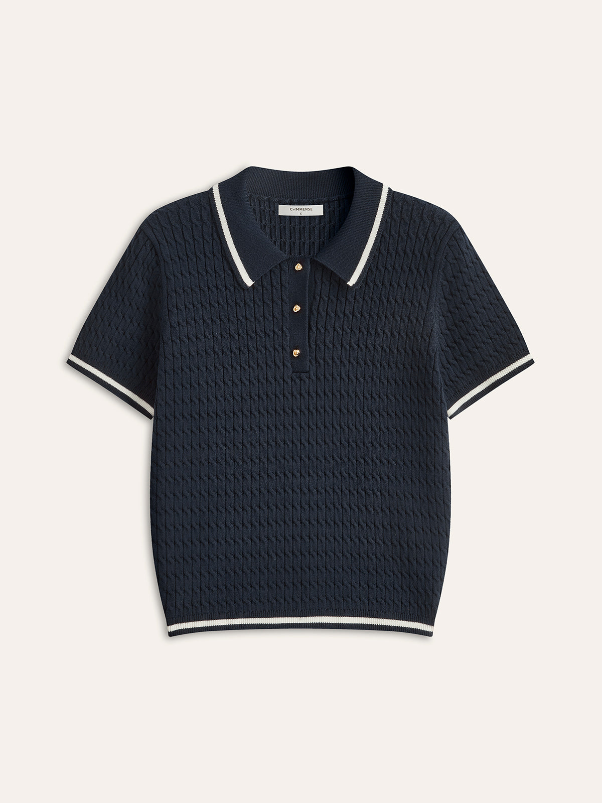 Ribbed Knit Polo Shirt