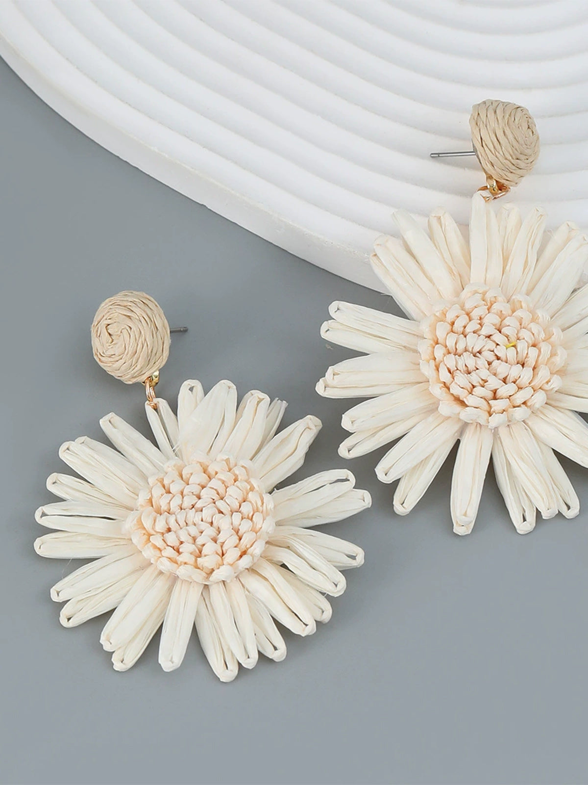 Raffia Flower Drop Earrings