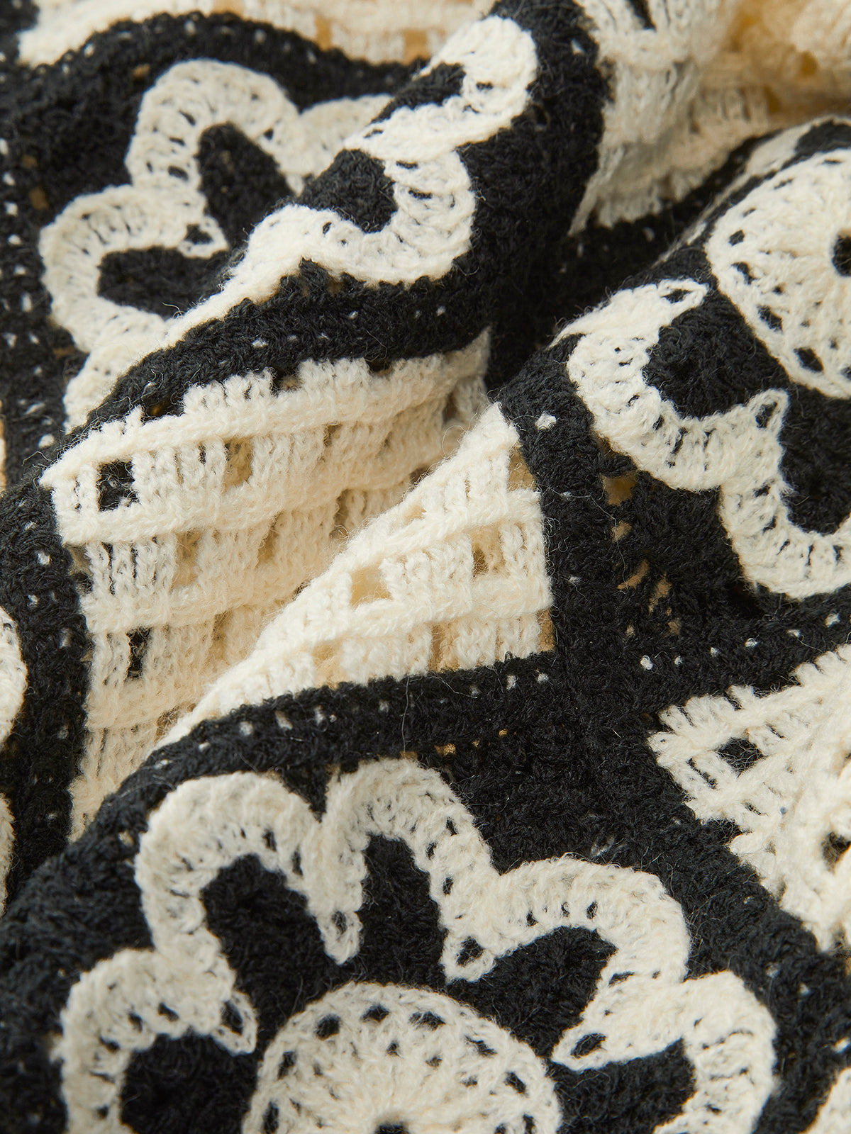 Crochet Floral Top With Pant Set