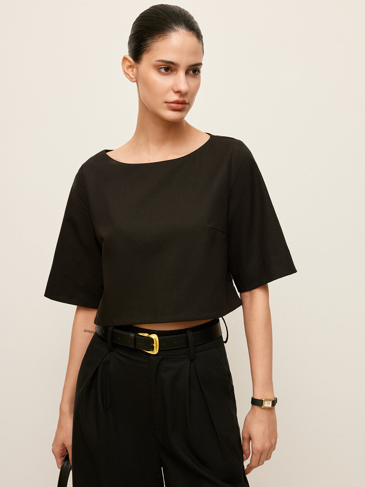 Cotton & Linen Crop Top With Pants Set