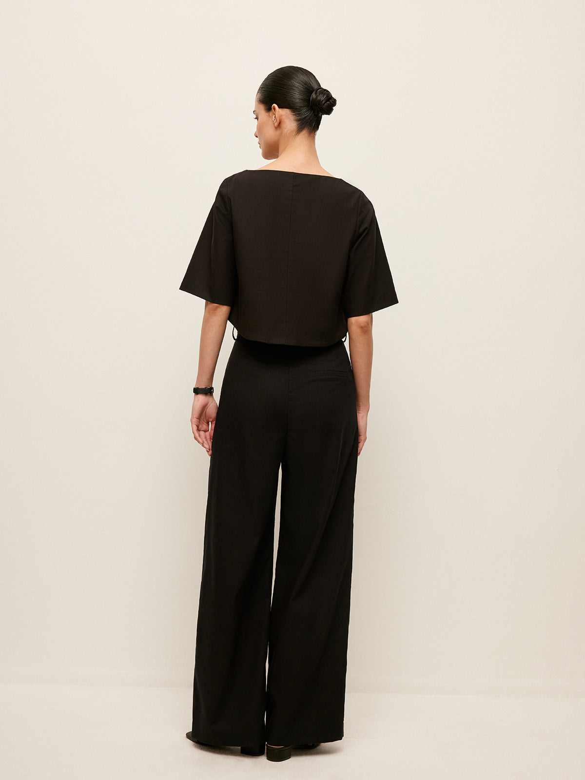 Cotton & Linen Crop Top With Pants Set