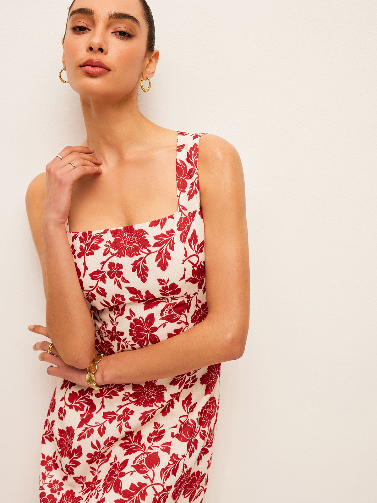 Flora Print Square-Neck Dress