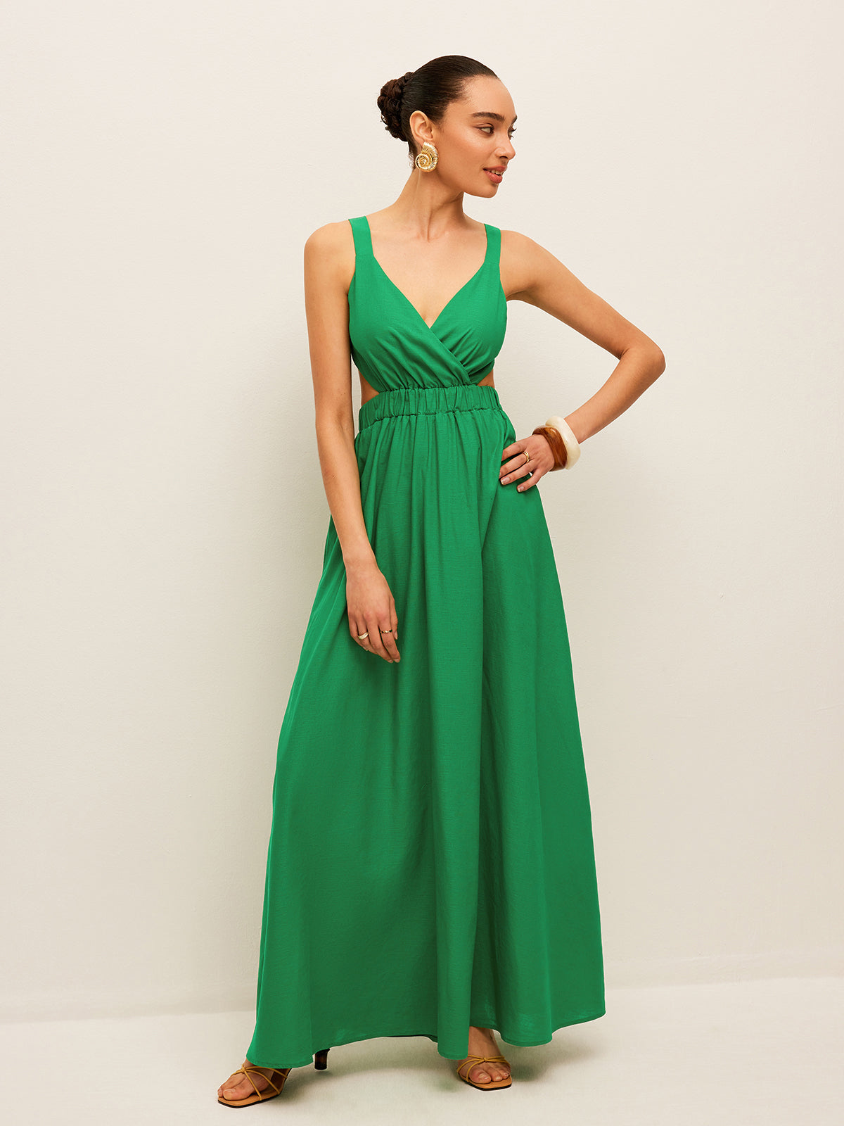 Cotton & Linen Back Tie Detail Dress