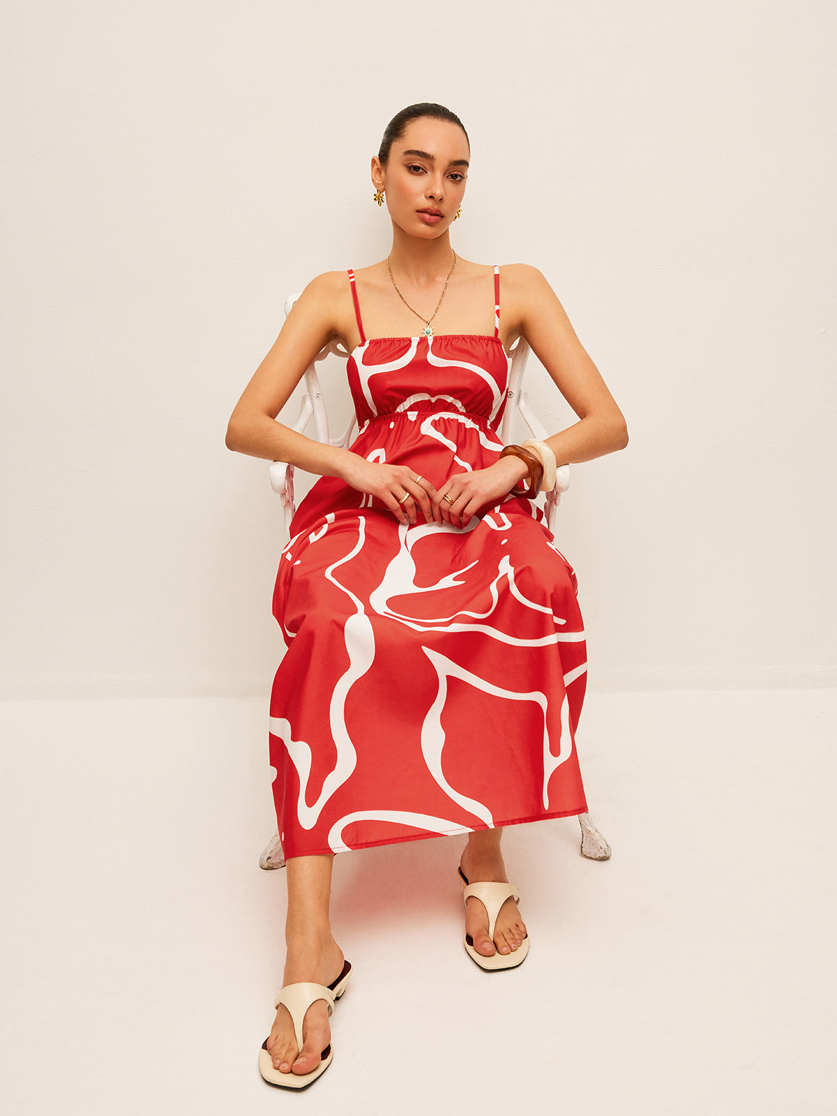 Printed Back Tie Detail Dress