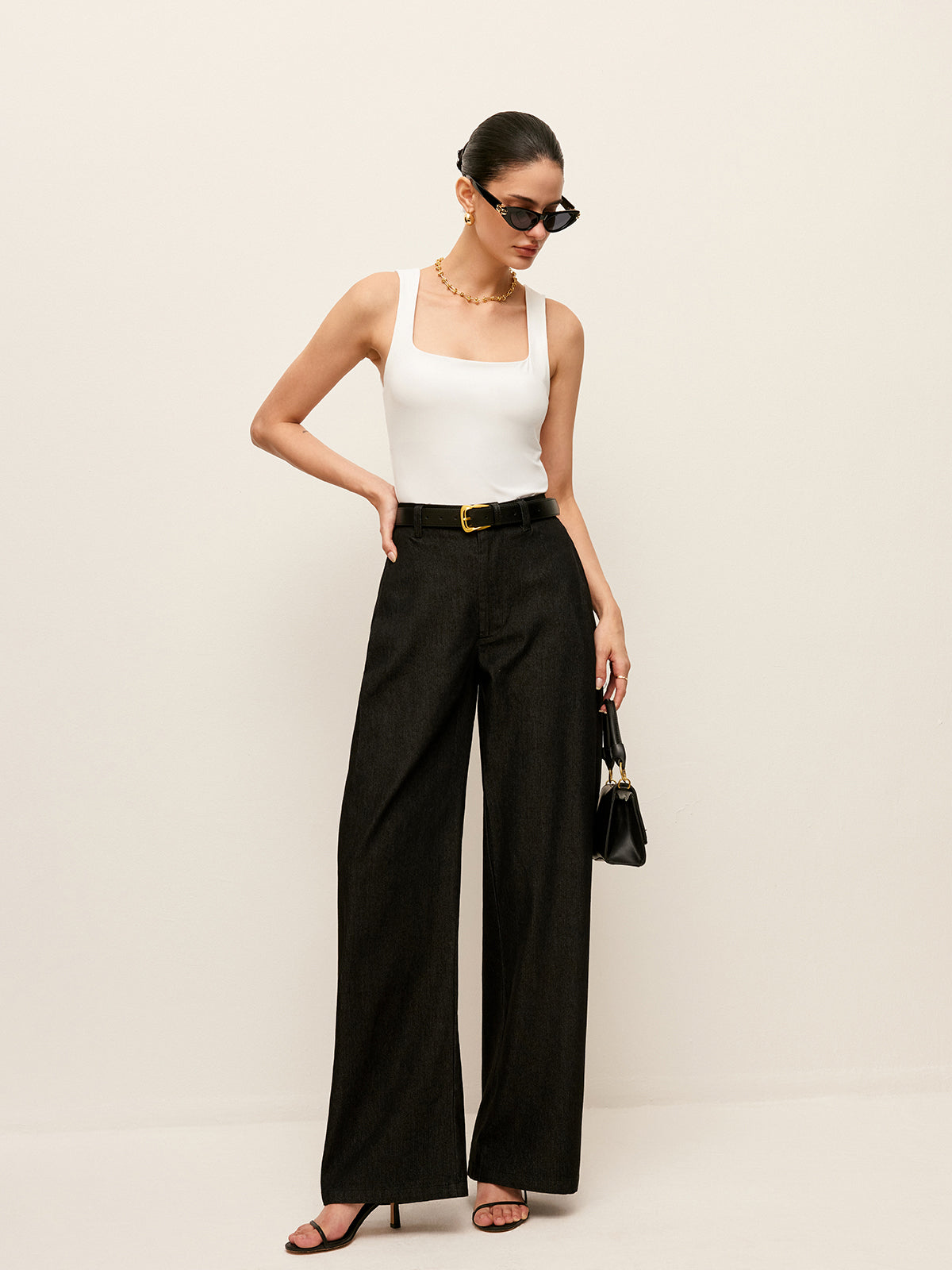 Mid-Waist Pockets Pants Without Belt