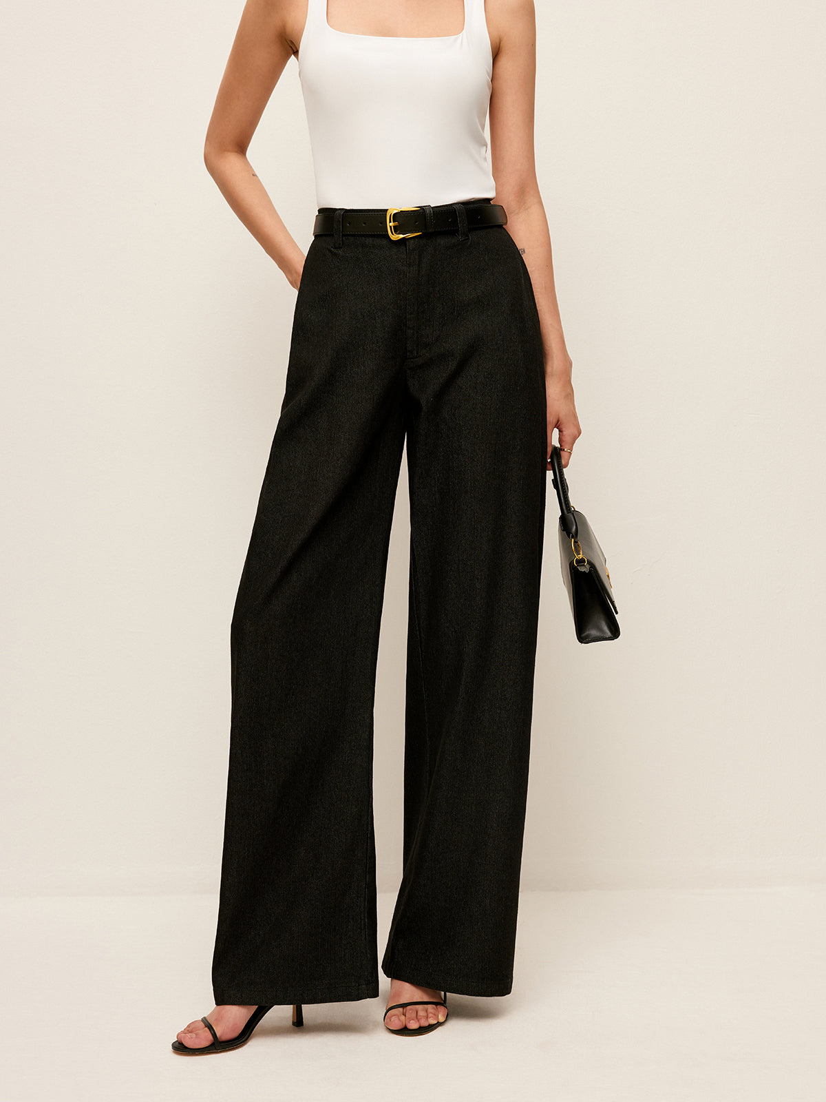 Mid-Waist Pockets Pants Without Belt