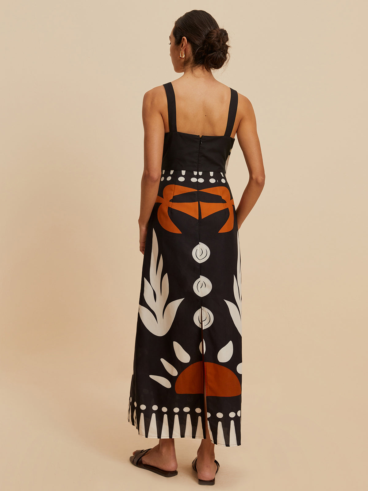 Cutout Zipper Sleeveless Floral Dress