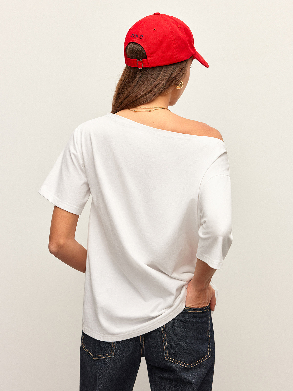 Cotton Off-Shoulder T-Shirt