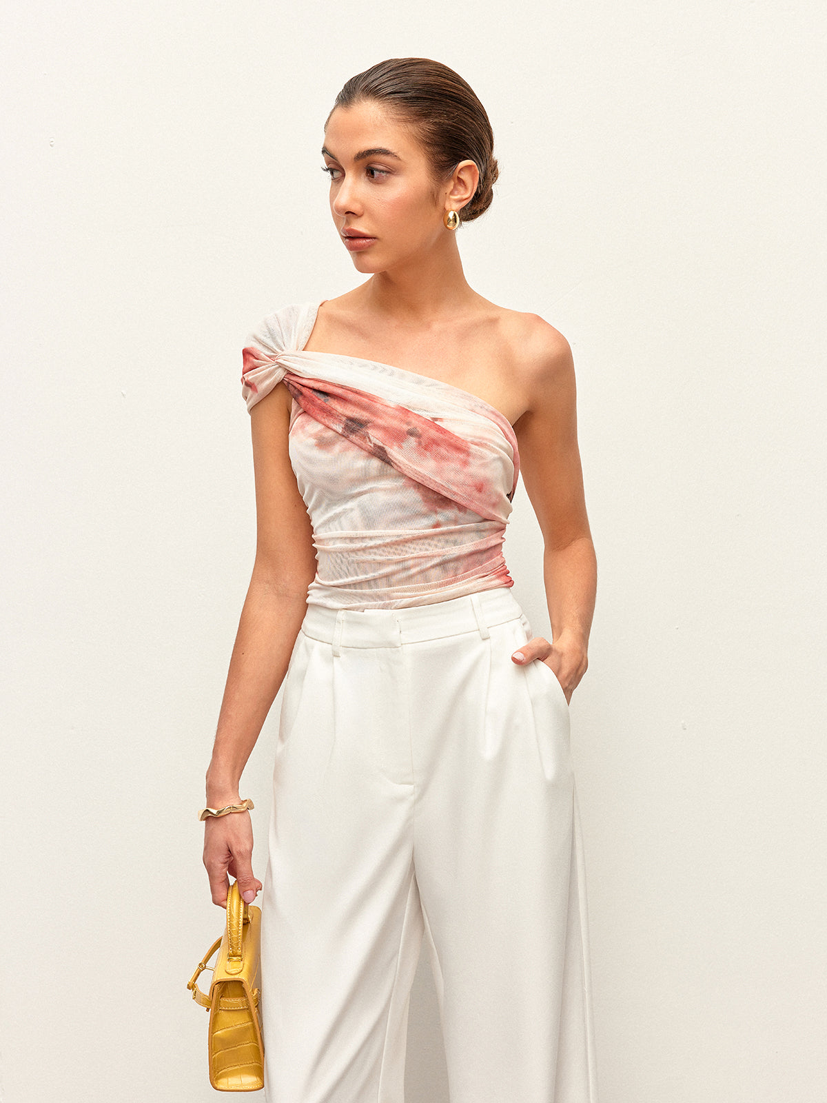 Semi-Sheer One-Shoulder Top