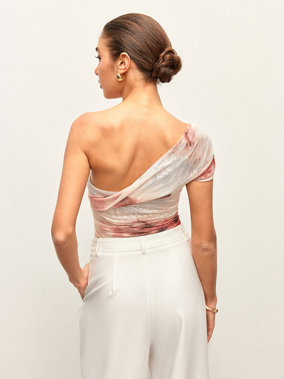 Semi-Sheer One-Shoulder Top