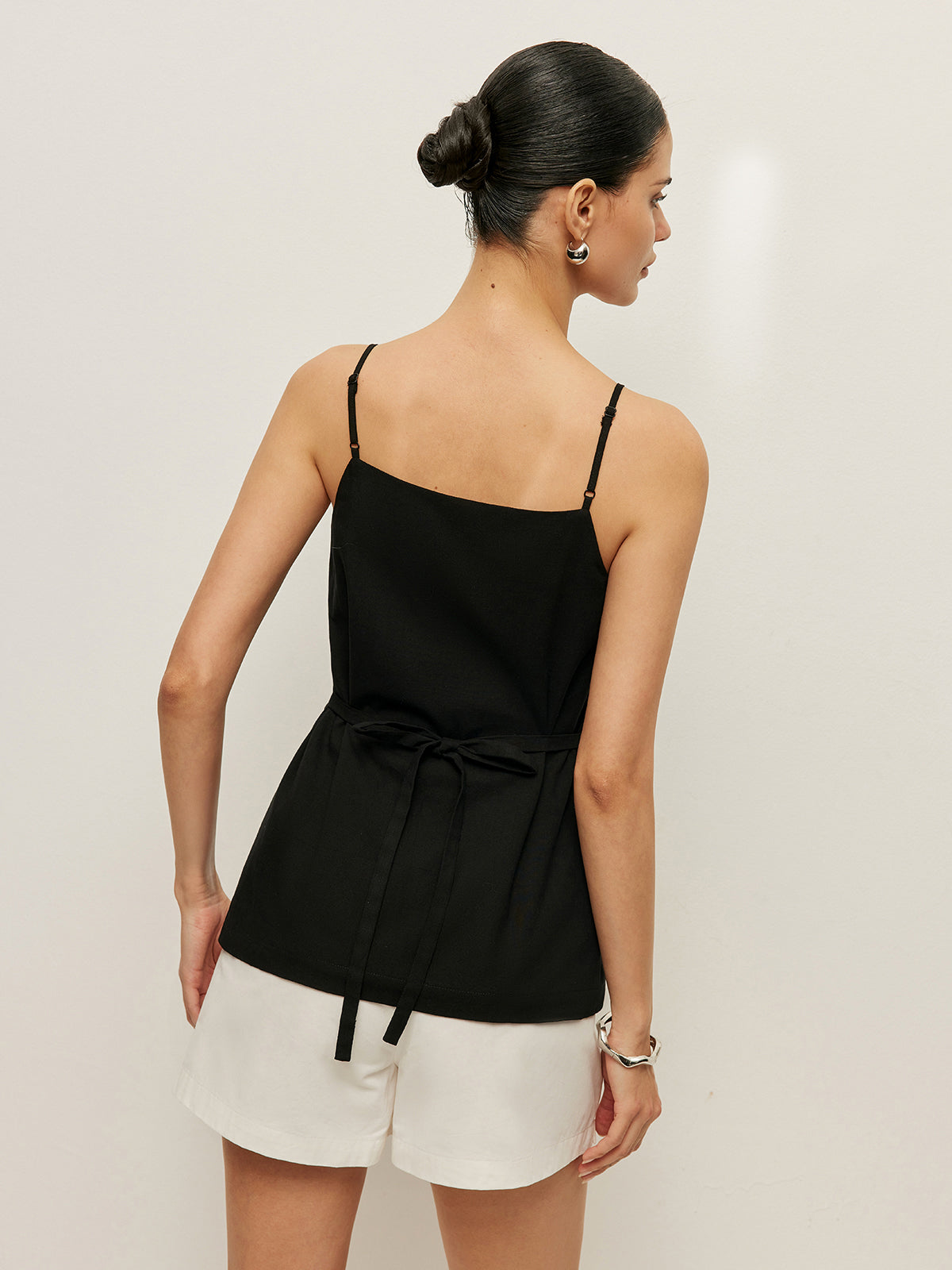 Cotton Button Tie-Back Tank Top