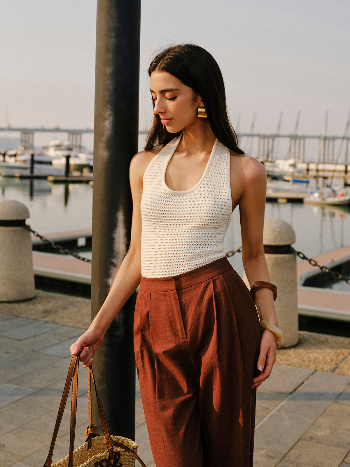 Halter Neck Knit Top