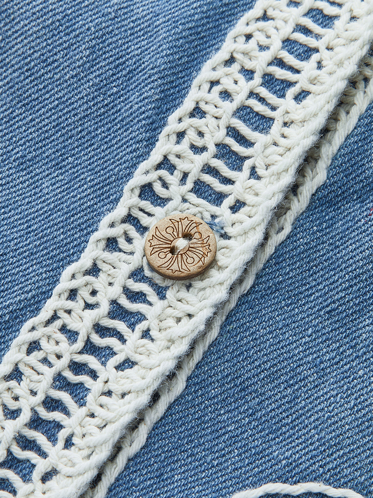 Embroidered Denim Button Vest