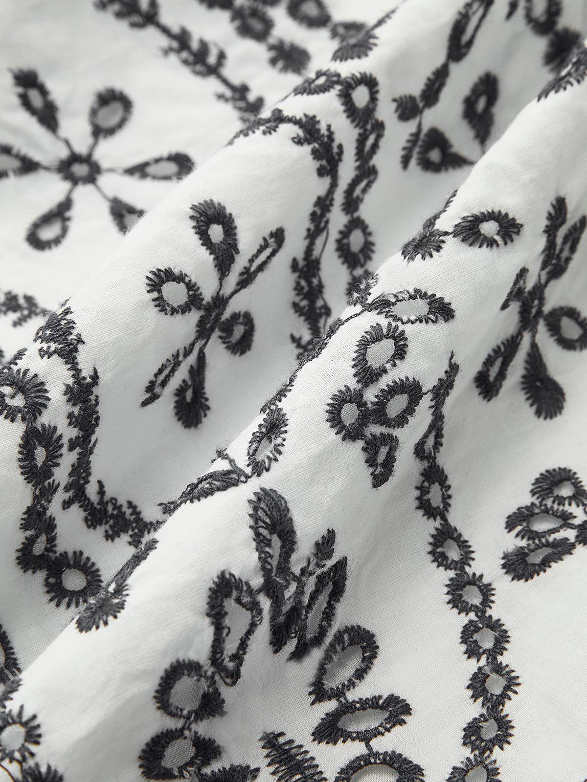 Embroidered V-Neck Belted Dress