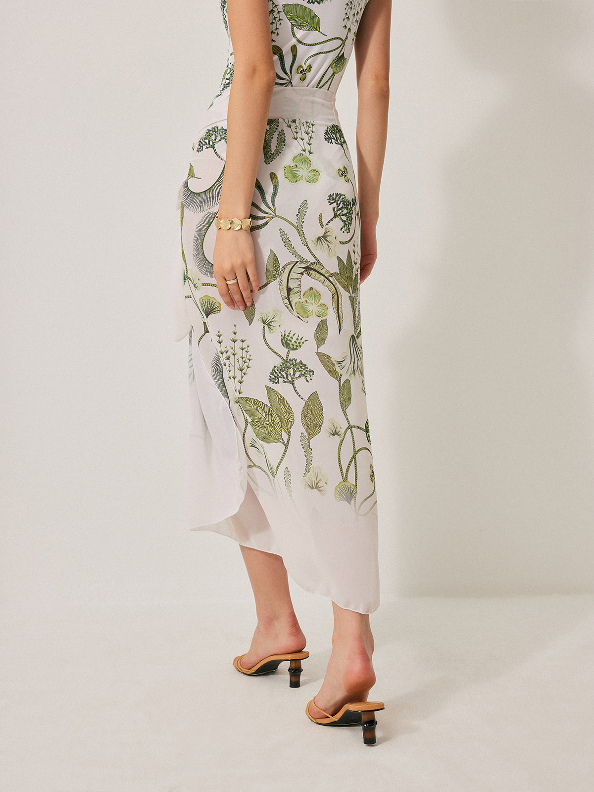 Chiffon Tie-Detail Cover-Up Skirt