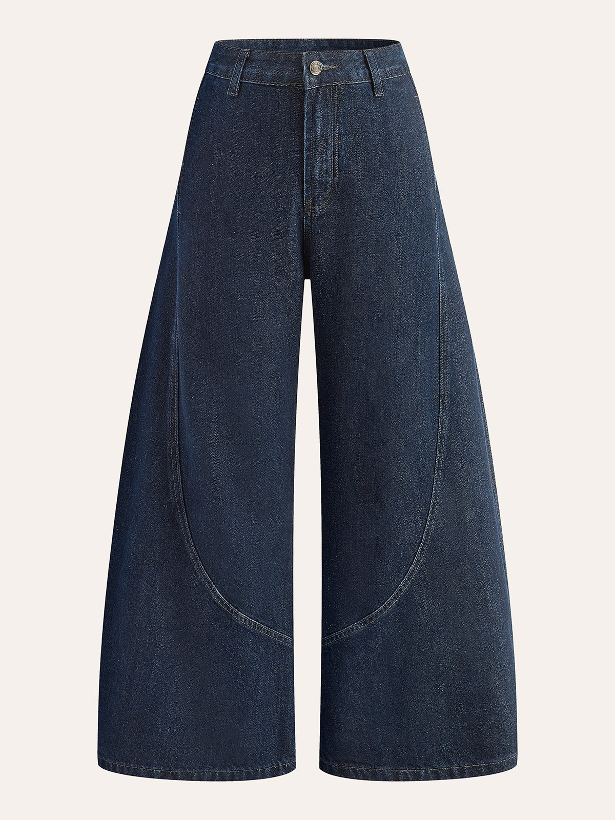 Cotton Mid-Waist Wide-Leg Jeans
