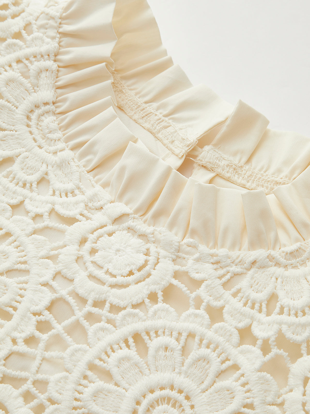 Sleeveless Crochet Lace Top With Ruffle Trim