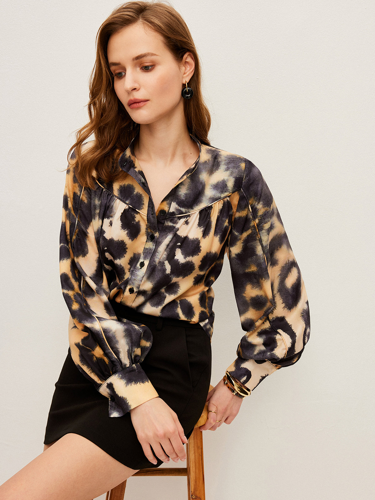 Leopard Print Button-Up Shirt