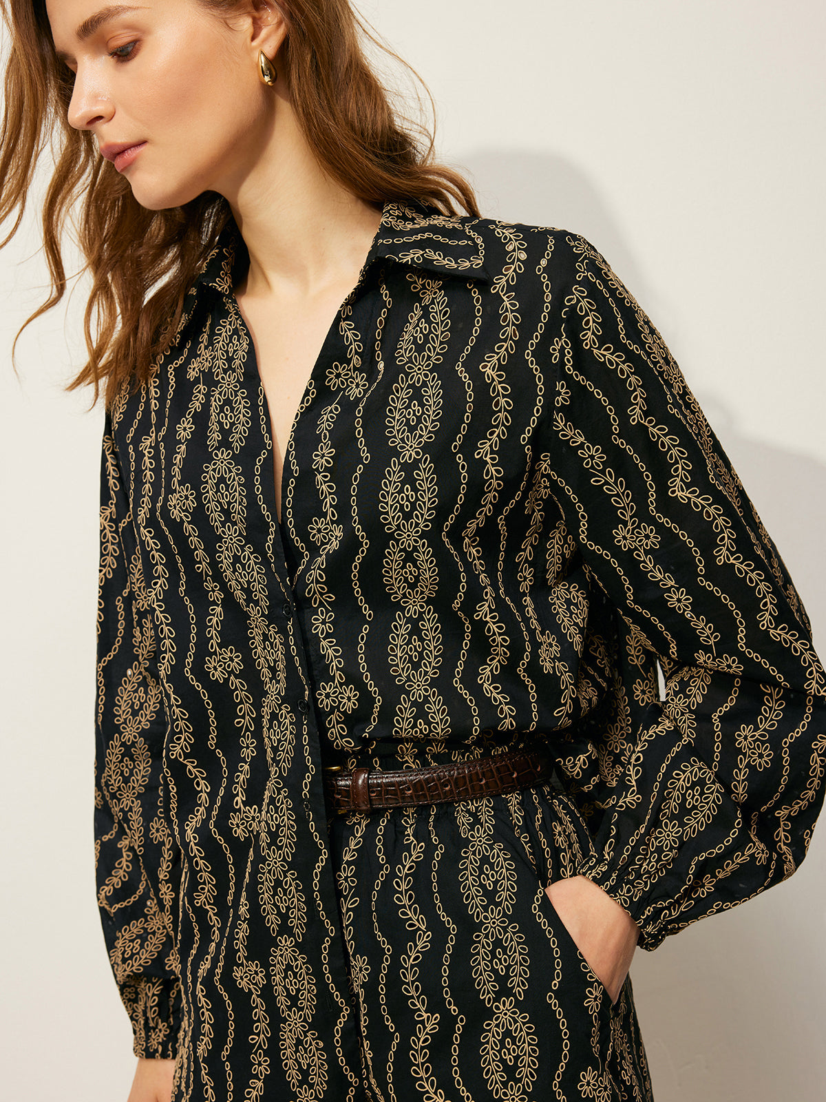 Printed Shirt Shorts Set Without Belt