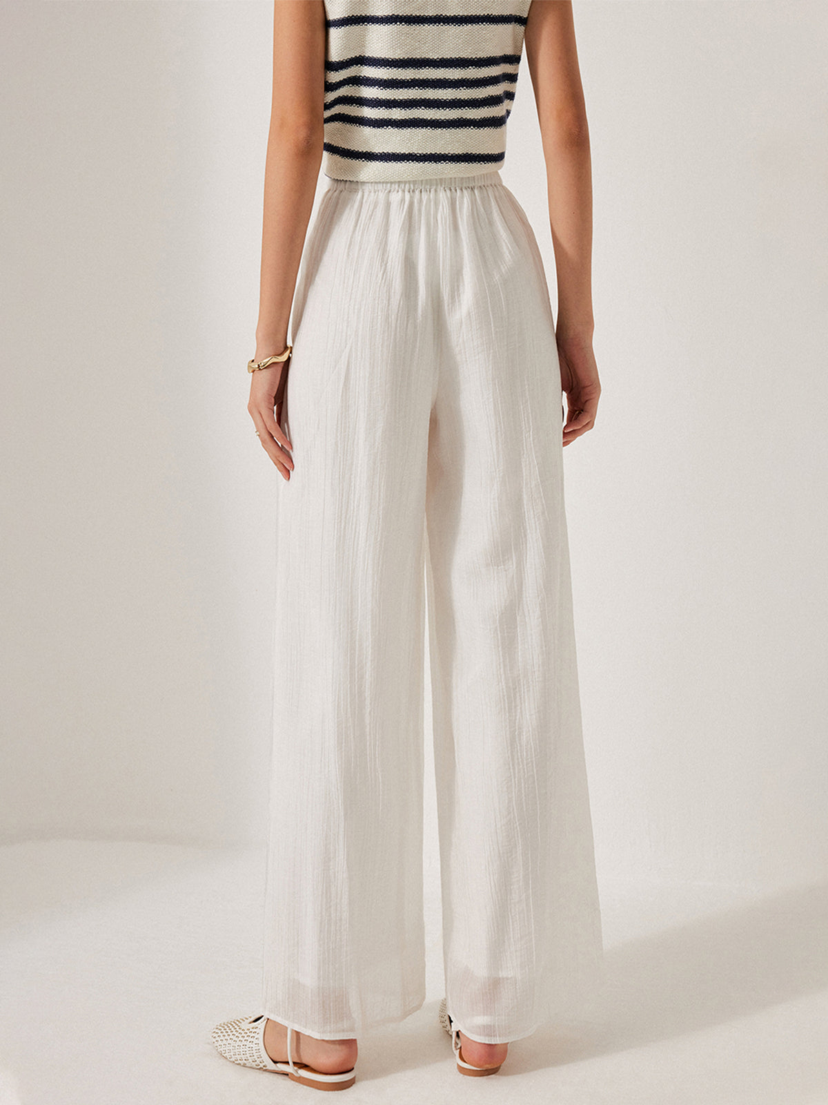 Mid-Waist Pocket Detail Tie Pants