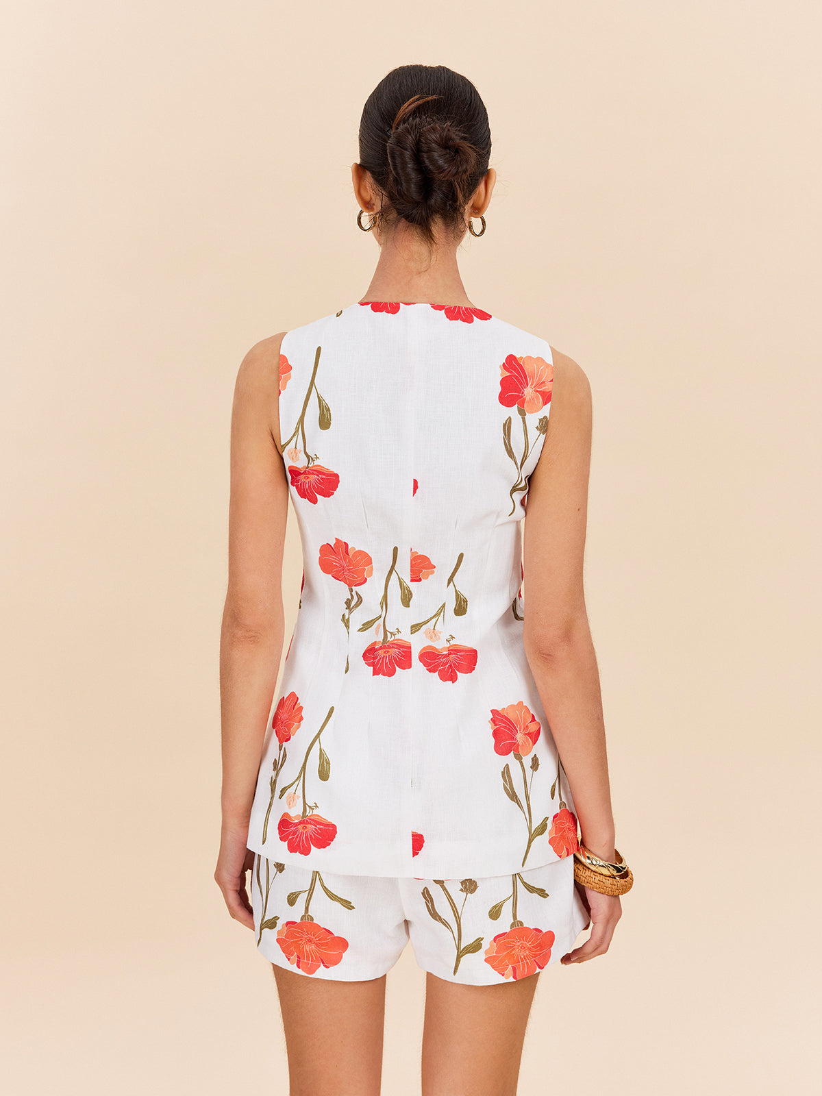 Floral Button-Front Shorts Set