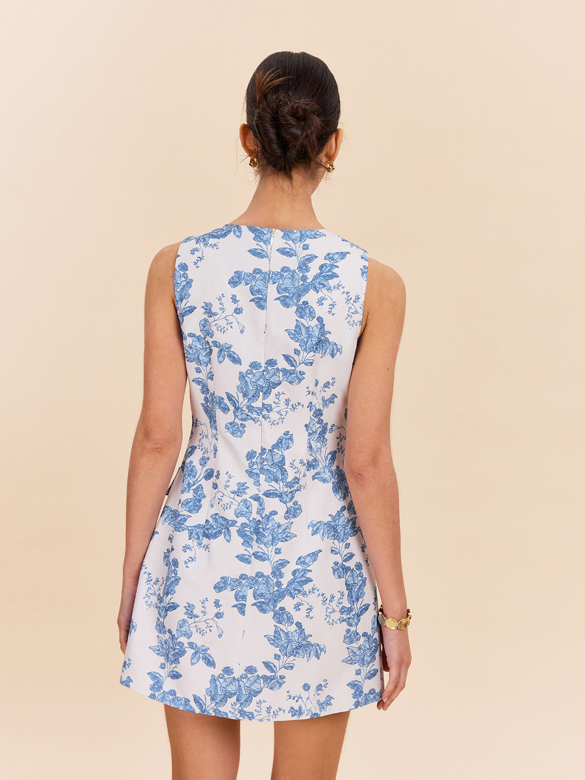 Floral Print Decor Pocket Dress