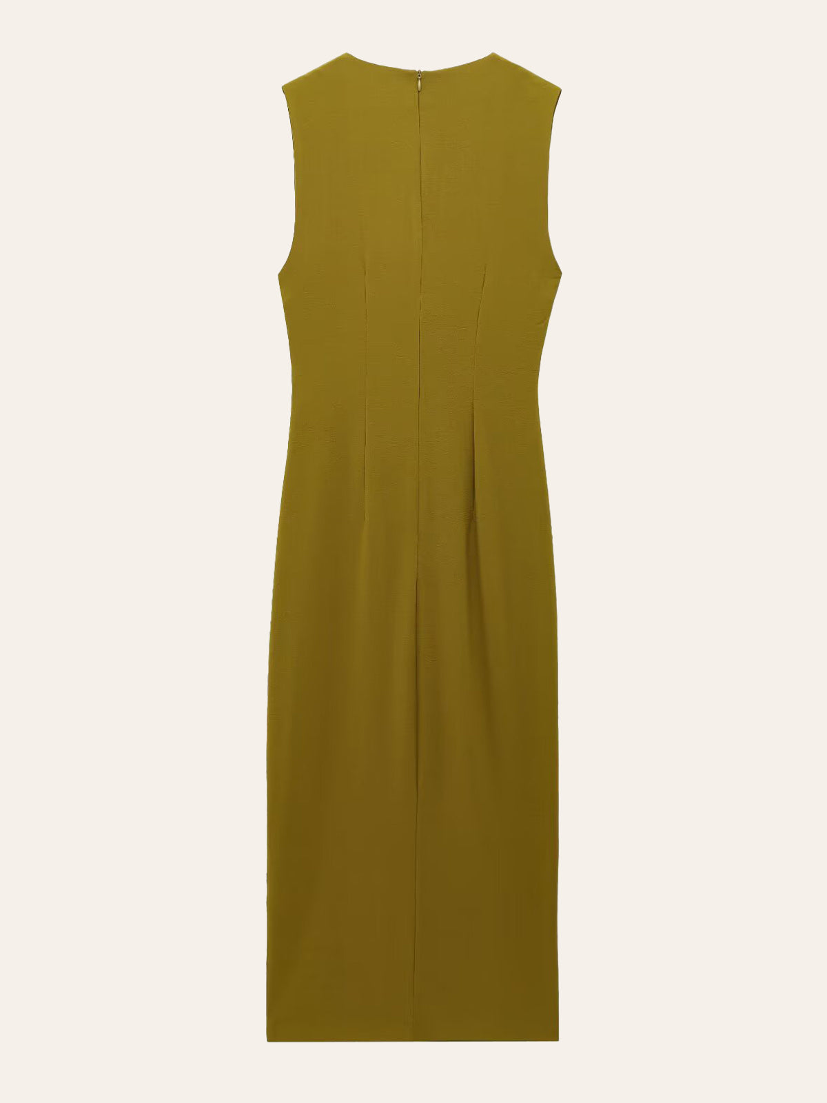 Metal Detail Shirred Waist Sleeveless Spilt Dress