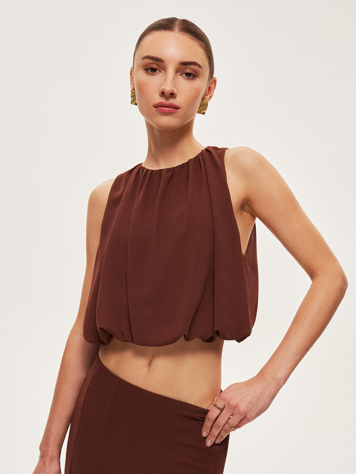 Chiffon Sleeveless Crop Top