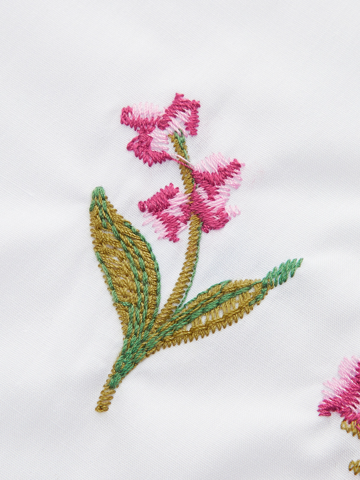 Embroidered Scallop Trim Puff Sleeve Bow Blouse