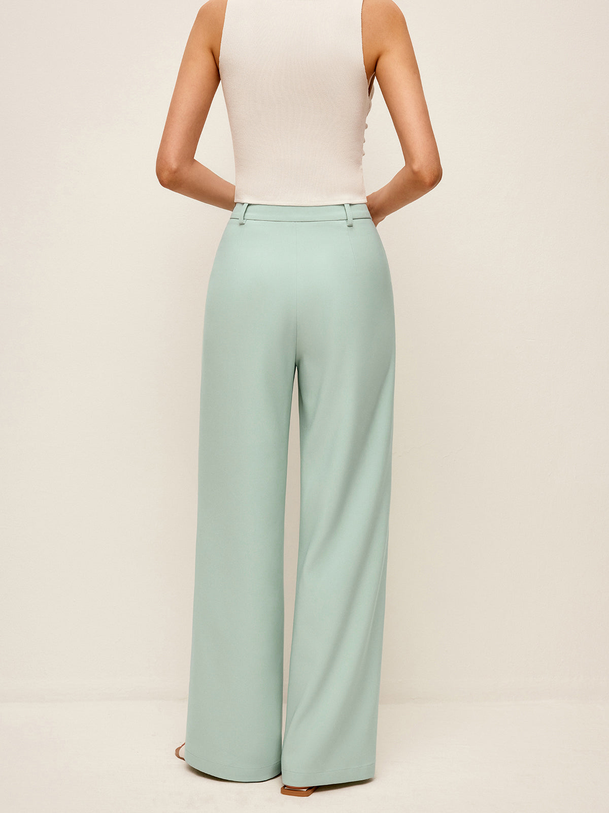 Mid-Waist Wide-Leg Pants Without Belt