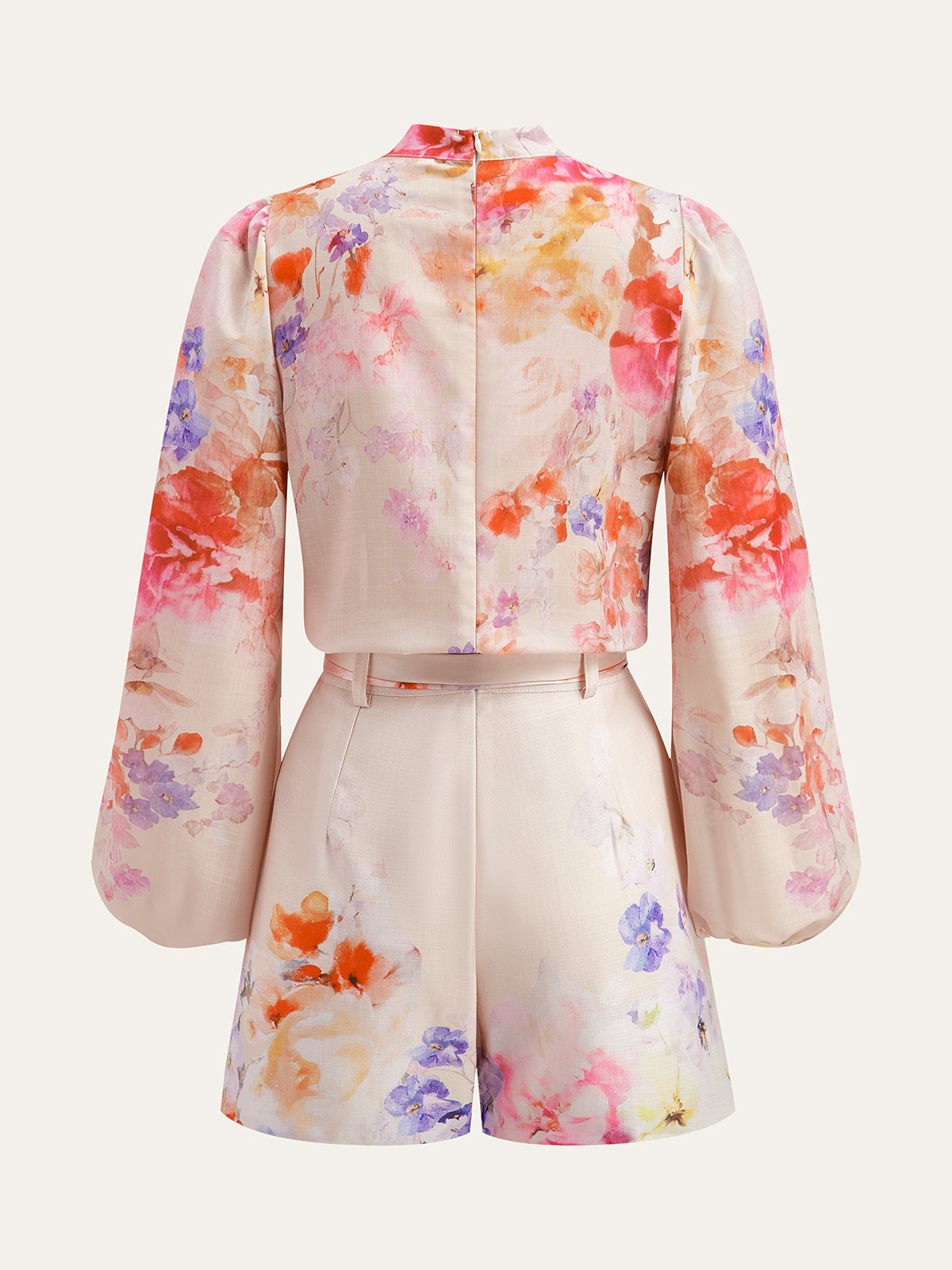 Watercolor Floral Belted Shorts Set