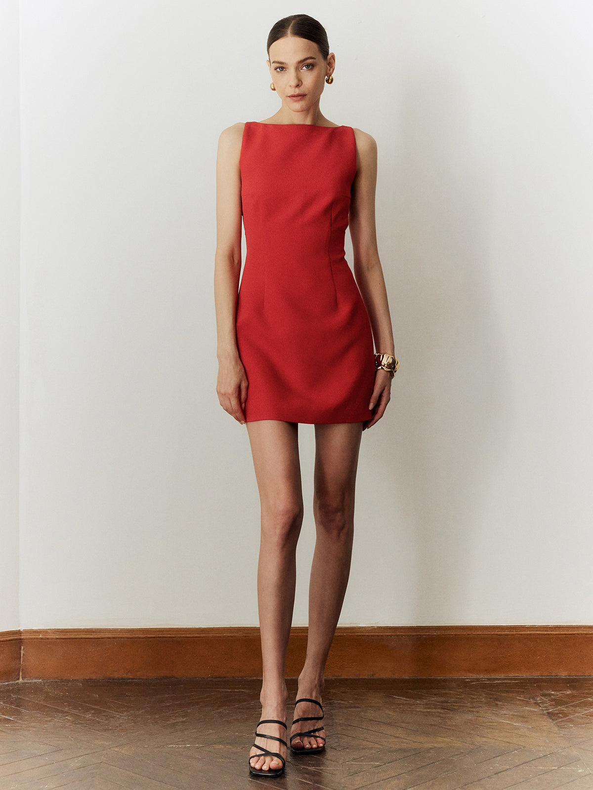 Sleeveless Cutout Solid Dress