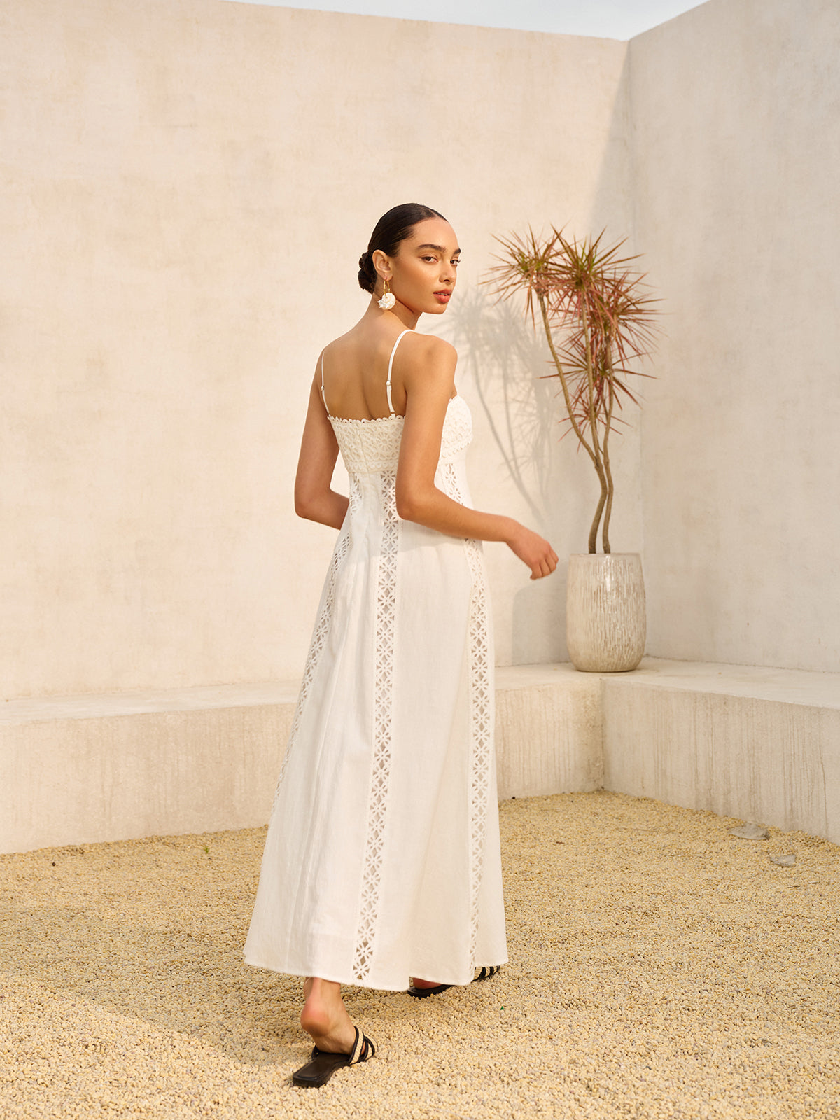 Lace Trim Cotton Cami Dress