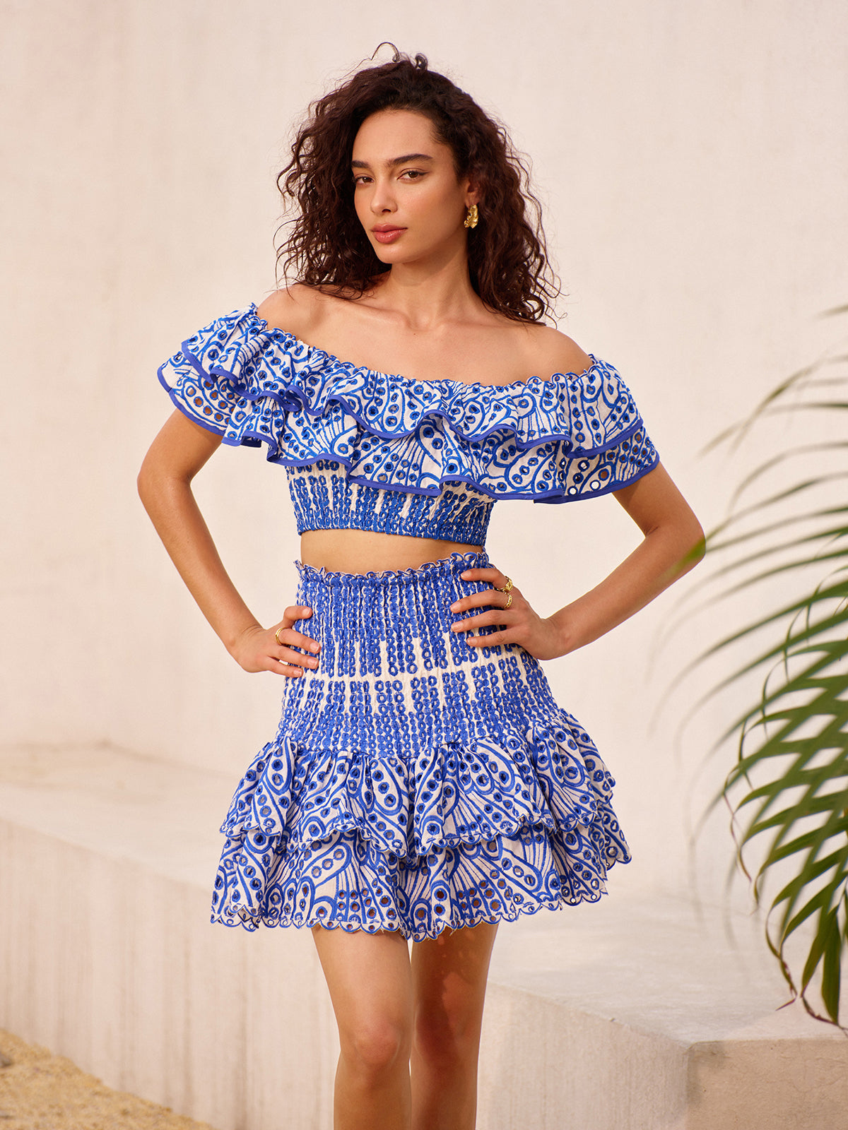 Off-Shoulder Ruffled Skirt Set