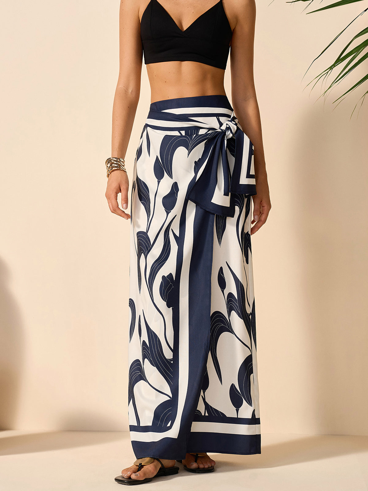 Floral Print Tie-Waist Skirt