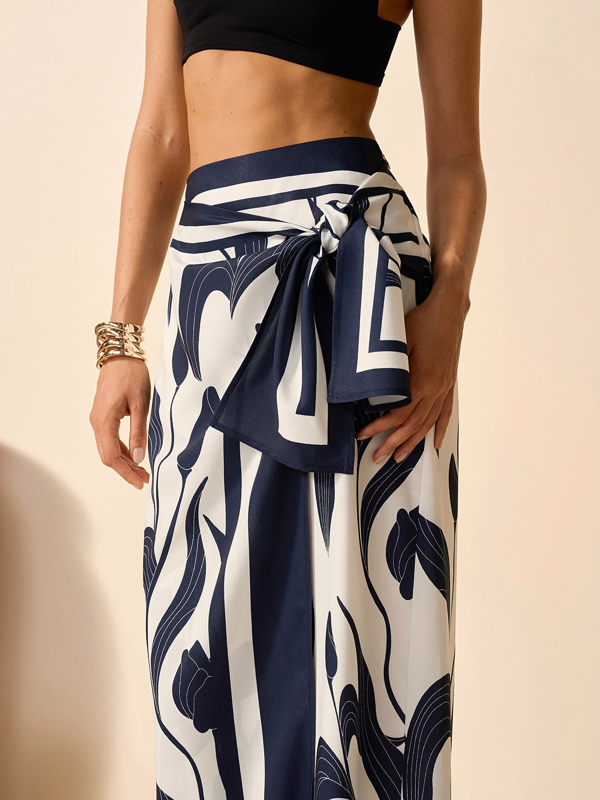 Floral Print Tie-Waist Skirt