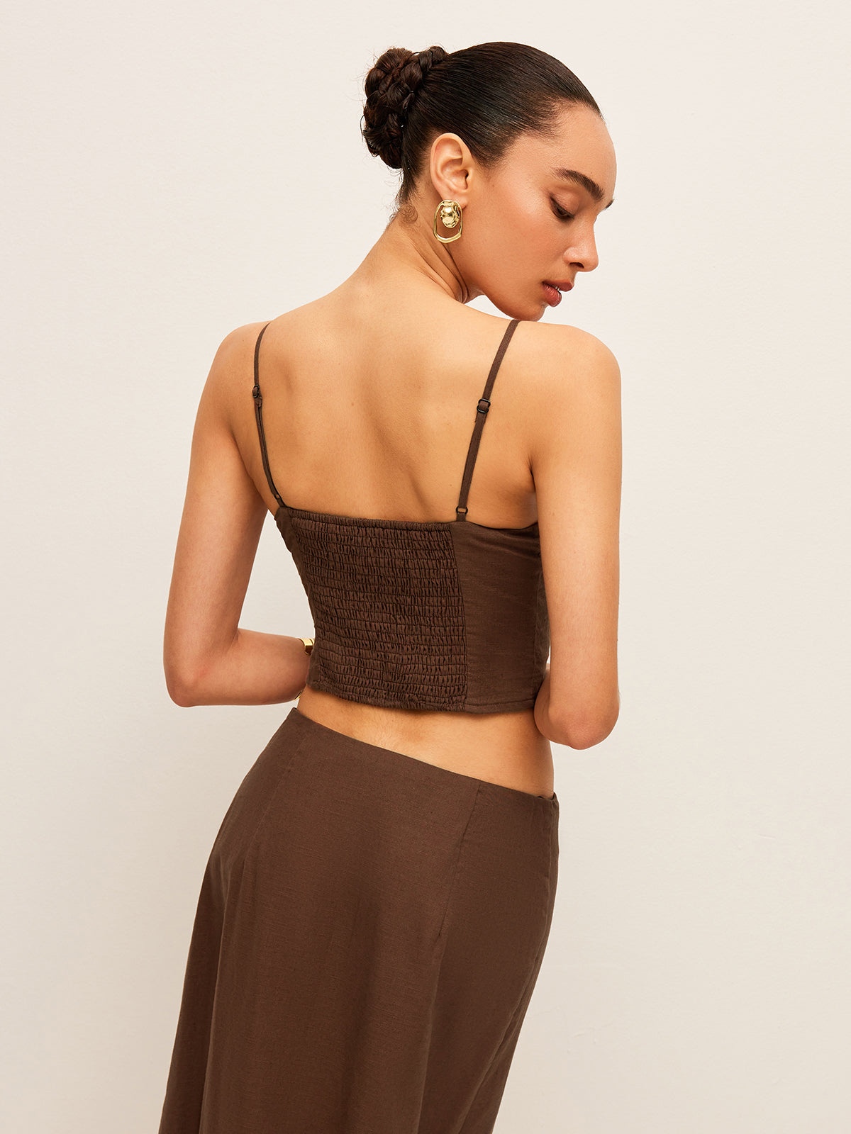 Cotton & Linen Button-Front Skirt Set