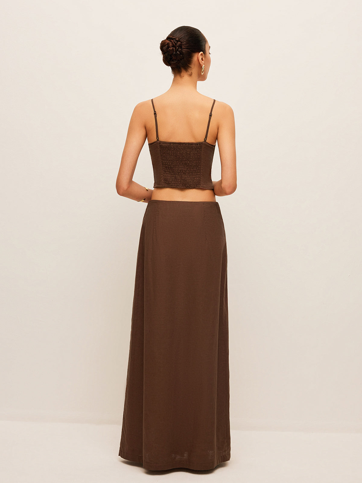 Cotton & Linen Button-Front Skirt Set